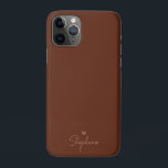 Capa Para iPhone 11 Pro Presente Personalizado Coração Minimalista Tom Ter<br><div class="desc">Este design personalizado de capa de telefone boho apresenta um coração fofo e texto com nome em cores neutras. Faça uma capa de telefone única com sua inicial / nome. É um presente personalizado legal e único para alguém especial ou para você mesmo. Se você quiser alterar as fontes ou...</div>