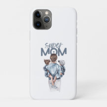 Presente Personalizado de Super Mãe com Filho e Fi