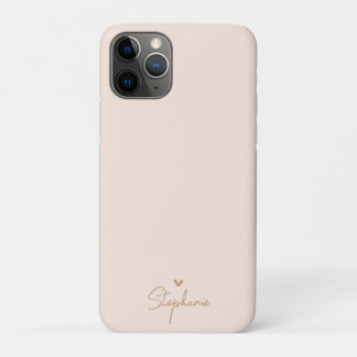 Capa Para iPhone 11 Pro Presente Personalizado Nome Coração Mínimo Dourado