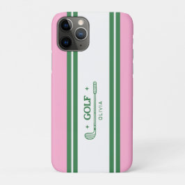 Capa Para iPhone 11 Pro Presente retrô personalizado, cor-de-rosa e verde