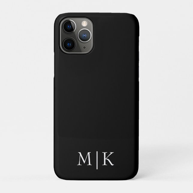 Capa Para iPhone 11 Pro Preto & Branco | Monograma moderno (Verso)