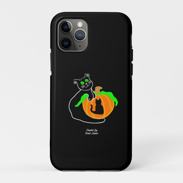 Capa Para iPhone 11 Pro Preto Gato Pumpkin Apple iPhone 11 Pro Case (Verso)