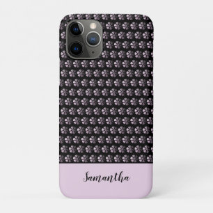 Capa Para iPhone 11 Pro Preto Personalizado Floral Rosa Girassol