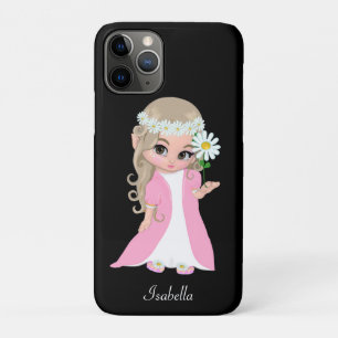 Capa Para iPhone 11 Pro Princesa Bonita Segurando Flor em Preto