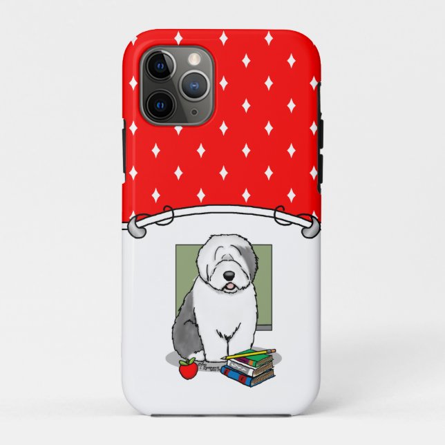 Capa Para iPhone 11 Pro Professora do Colégio Velha Cão Inglês (Cinza 1) (Verso)