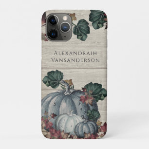 Capa Para iPhone 11 Pro Pumpkin Azul Rústico Pumpkin Caiu Folhas Cinzas Ma