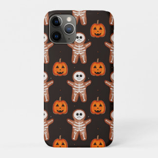 Capa Para iPhone 11 Pro Pumpkins and Skeleton Gingerbread Halloween Design