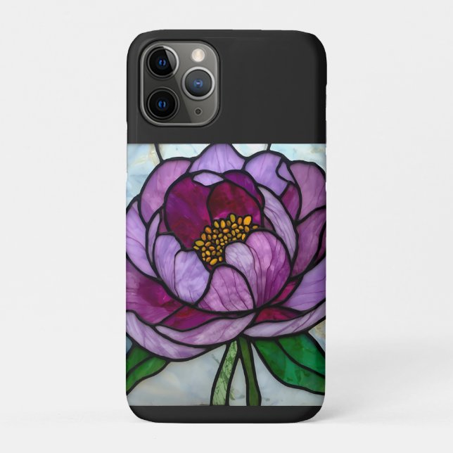 Capa Para iPhone 11 Pro Purple Peony Stained  (Verso)