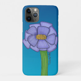Capa Para iPhone 11 Pro Purple Square Flower with Blue background