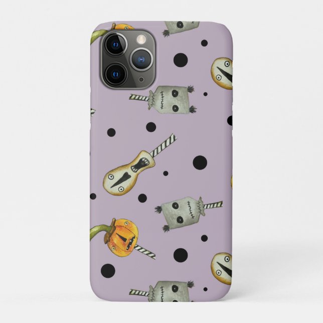 Capa Para iPhone 11 Pro Púrpura assustadora de Halloween (Verso)