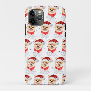 Capa Para iPhone 11 Pro Raça de Cão Pomerânia Estrelas de Natal