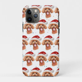 Capa Para iPhone 11 Pro Raça de Cão Poodle Estrelas de Natal
