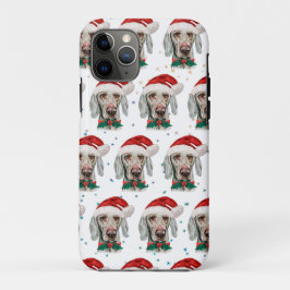 Capa Para iPhone 11 Pro Raça de Cão Weimaraner Estrelas de Natal