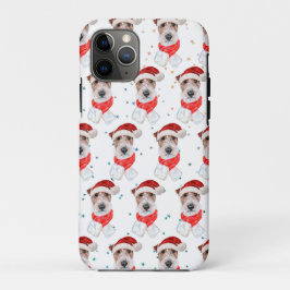 Capa Para iPhone 11 Pro Raça de Cão Wire Fox Terrier Estrelas de Natal