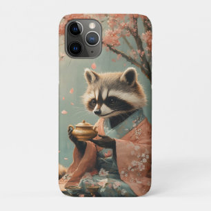 Capa Para iPhone 11 Pro Raccoon Buddha: Chá Pacífico Sob Árvore Cerejeira
