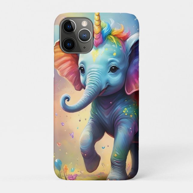 Capa Para iPhone 11 Pro Radiante Maravilha: O Bebê Arco-Íris Elefante Unic (Verso)
