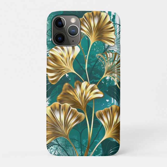 Capa Para iPhone 11 Pro Ramificação com Ouro deixa Ginko Biloba (Verso)