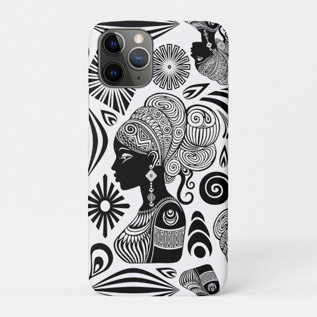 Capa Para iPhone 11 Pro Rapariga africana Retrato Tribal Tatuagem (Verso)