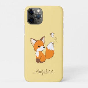 Capa Para iPhone 11 Pro Raposa Bela Vendo Borboleta