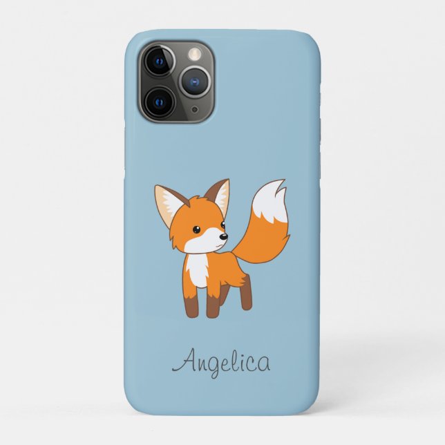 Capa Para iPhone 11 Pro Raposa Gelada de Azul (Verso)