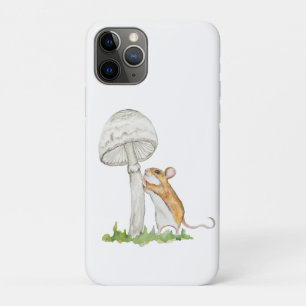 Capa Para iPhone 11 Pro Realista a um rato de campo engraçado e cogumelo