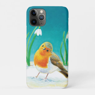 Capa Para iPhone 11 Pro Red Robin e quedas de neve