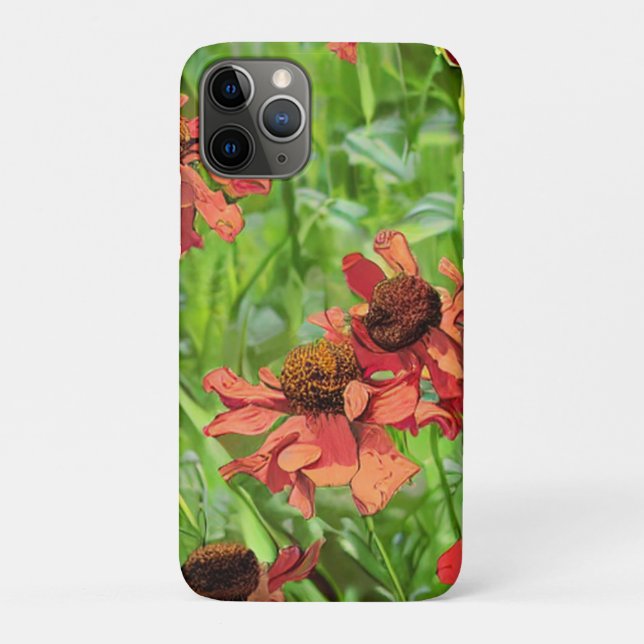 CAPA PARA iPhone 11 PRO RED RUDBECKIA FLOWERS (Verso)