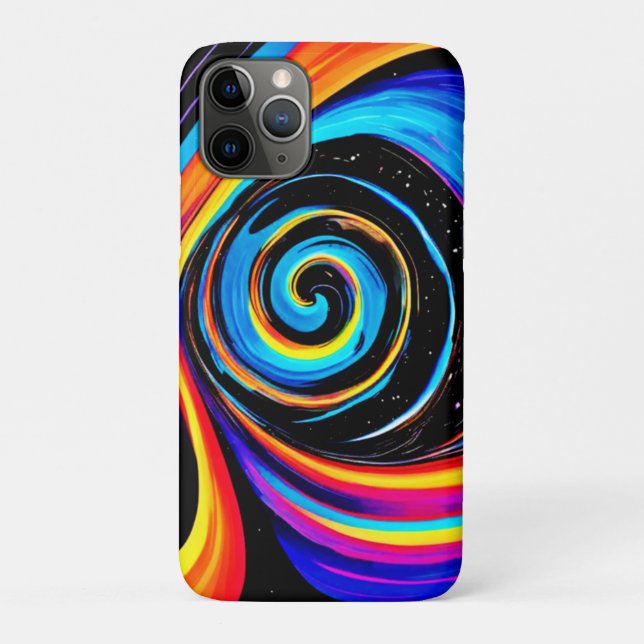 Capa Para iPhone 11 Pro Redemoinho de Vórtice Cósmico em Tons de Neon (Verso)