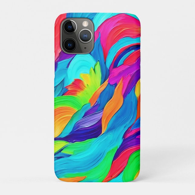 Capa Para iPhone 11 Pro Redemoinhos Vibrantes de Arco-Íris Arte Abstrata (Verso)