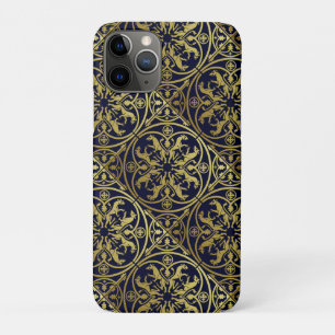 Capa Para iPhone 11 Pro Renascença Medieval Arauto Leão Leopardo Metálico