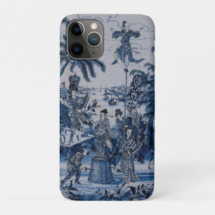 Capa Para iPhone 11 Pro Repro Chinoiserie Delft Blue e White Azulejo