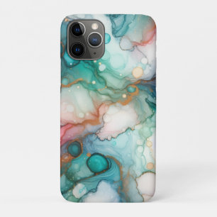 Capa Para iPhone 11 Pro Resumo em Rosa, Azul Claro, Azul e Dourado