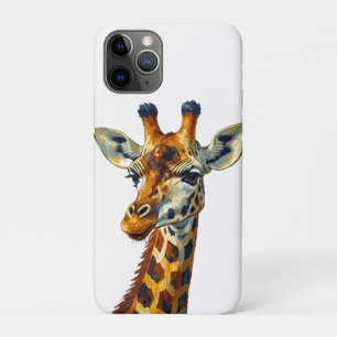 Capa Para iPhone 11 Pro Retrato Colorido de Girafa Pintura a Óleo Arte