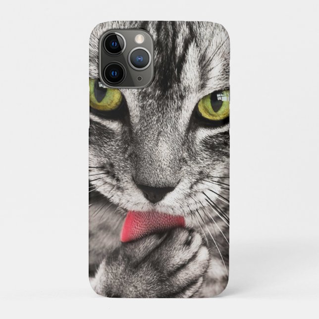 Capa Para iPhone 11 Pro Retrato de Gato Bonito (Verso)