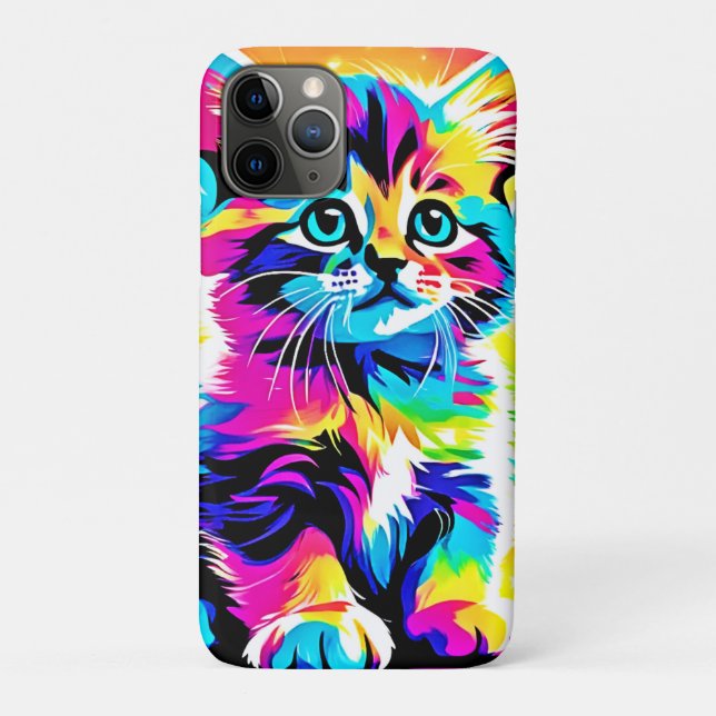 Capa Para iPhone 11 Pro Retrato do Rainbow Kitten (Verso)