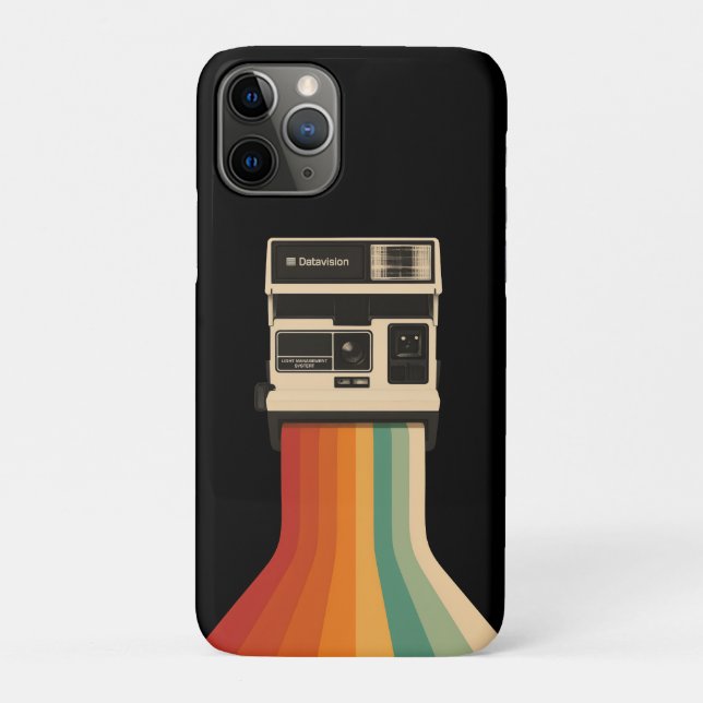 Capa Para iPhone 11 Pro Retro Camera with Rainbow Print (Verso)