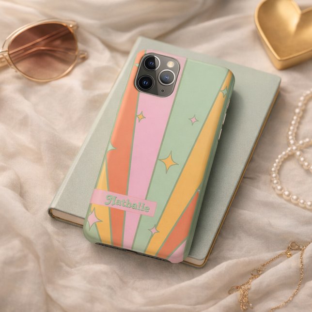 Capa Para iPhone 11 Pro Retrô Vintage Verde Nome Personalizado Custom Bold (Retro iPhone Case - Personalized Green Name Design)