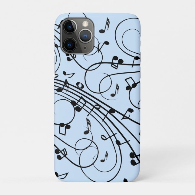 Capa Para iPhone 11 Pro Rico Music Notes Blue (Verso)