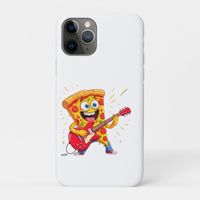 Capa Para iPhone 11 Pro **Rock ’n’ Roll Pizza – Funny Guitar-Playing Slice (Verso)