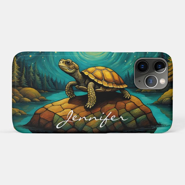 Capa Para iPhone 11 Pro Rock River Nature Turtle (Verso (horizontal))
