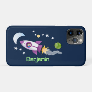 Capa Para iPhone 11 Pro Rockets em ilustração de desenhos animados espacia