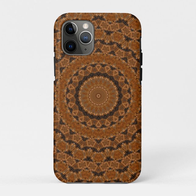 Capa Para iPhone 11 Pro Roda Mandala Marrom... (Verso)
