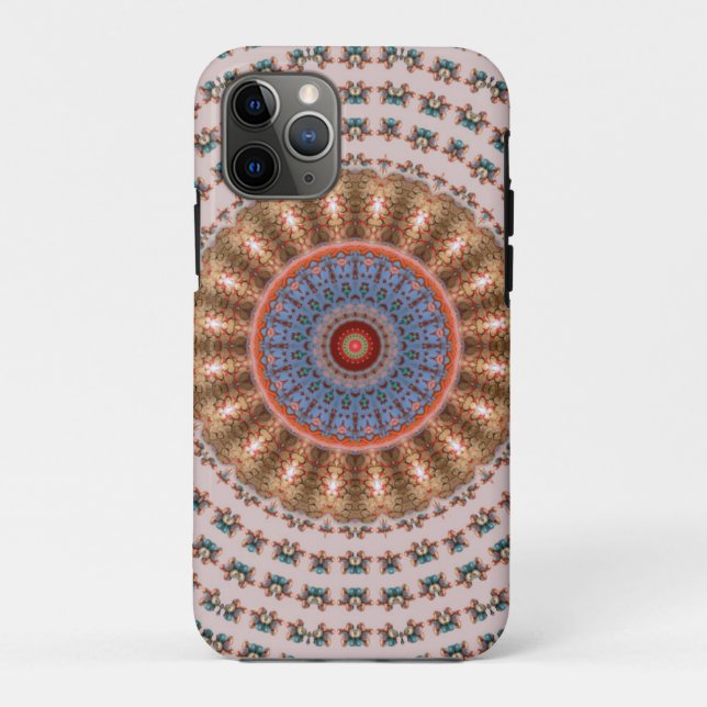 Capa Para iPhone 11 Pro Roda Mandala Marrom Claro (Verso)