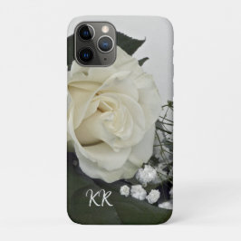 Capa Para iPhone 11 Pro Rosa Branca Romântica e Elegante Personalizada