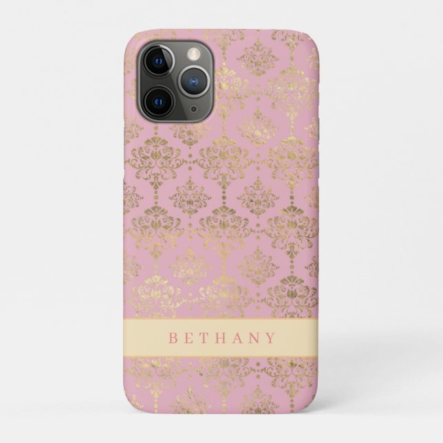 Capa Para iPhone 11 Pro Rosa Dourado do chip (Verso)