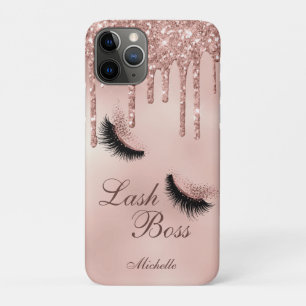 Capa Para iPhone 11 Pro rosa dourado lash rainha lasca olhos
