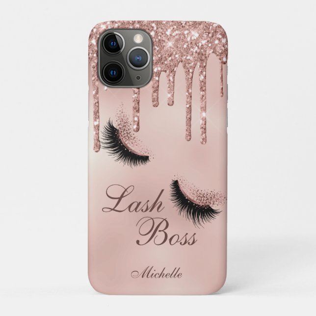Capa Para iPhone 11 Pro rosa dourado lash rainha lasca olhos (Verso)
