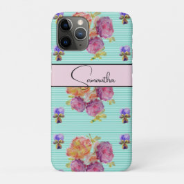Capa Para iPhone 11 Pro Rosa Vermelho rosa Rosas aquarela floral Flor Tele