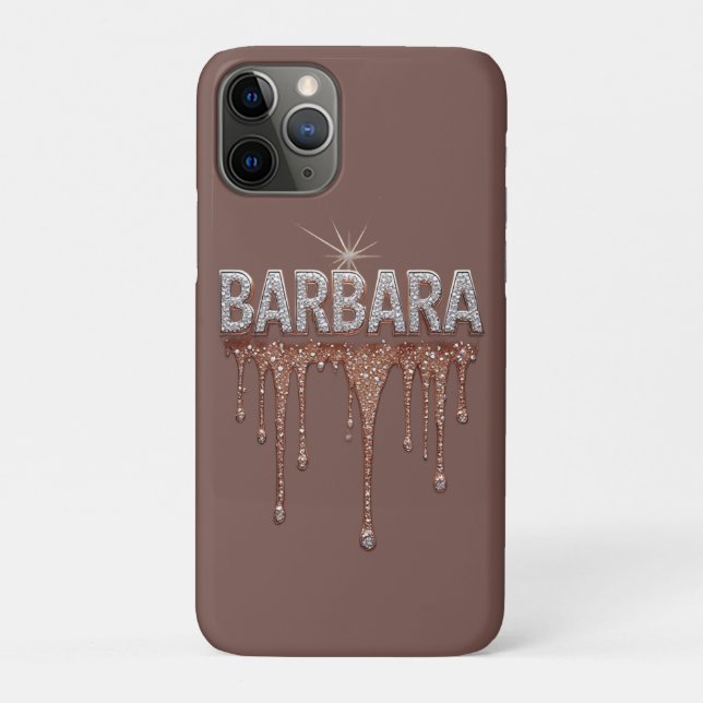 Capa Para iPhone 11 Pro 💖 Rose Gold “Barbara” Luxe Glow  Glitter de Diama (Verso)