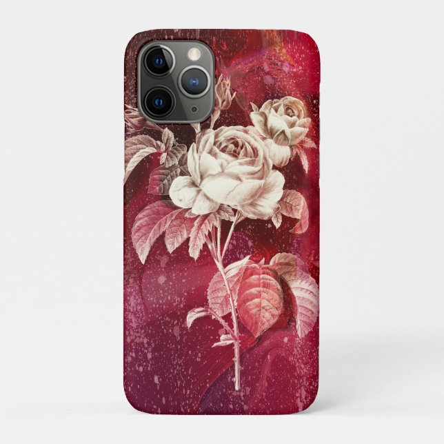 Capa Para iPhone 11 Pro ROSE on Red Background (Verso)
